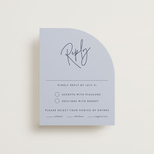 This is a navy rsvp cards with standard by JoAnn Jinks called marked printing on signature in standard