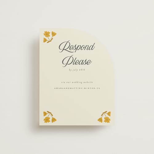 This is a yolk rsvp cards with standard by Morgan Kendall called vintage wildflowers printing on signature in standard