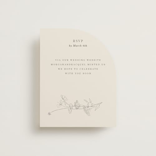 This is a ivory rsvp cards with standard by Baumbirdy called floral stamp printing on signature in standard