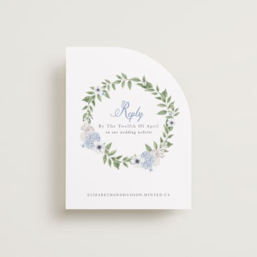 This is a periwinkle rsvp cards with standard by Design Lotus called sweethearts printing on signature in standard