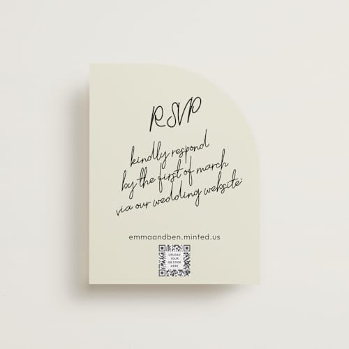 This is a noir rsvp cards with standard by Helena Vitto called handwritten letter printing on signature in standard