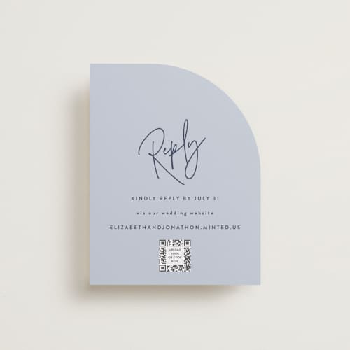 This is a navy rsvp cards with standard by JoAnn Jinks called marked printing on signature in standard