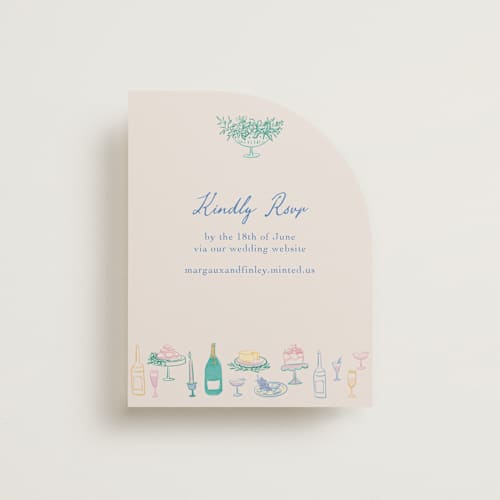 This is a pastel rsvp cards with standard by Elly called dining printing on signature in standard