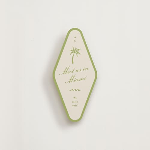 This is a sage insert cards with standard by Angela Garrick called meet us in paradise printing on signature in standard