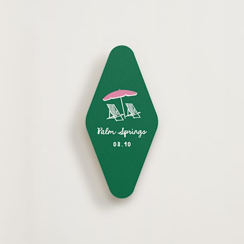 This is a kelly green insert cards with standard by Kaydi Bishop called retro palm springs printing on signature in standard