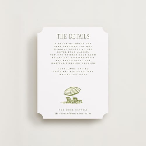 This is a palm enclosure cards with standard by Jenna Holcomb called beachtoile printing on signature in standard