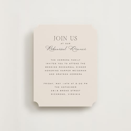 This is a creme reception cards with standard by Carly Reed Walker called tendu printing on signature in standard