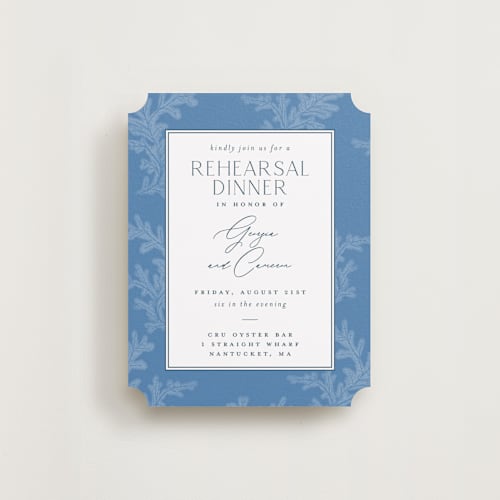 This is a sea reception cards with standard by Jenna Holcomb called coastal toile printing on signature in standard