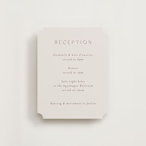 This is a ecru reception cards with standard by AK Graphics called palm printing on signature in standard