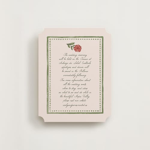 This is a coral fern reception cards with standard by Chris Griffith called wedding tapestry printing on signature in standard