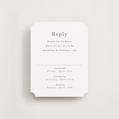 This is a charcoal rsvp cards with standard by Lori Wemple called monogram square printing on signature in standard