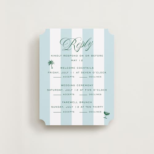 This is a low tide rsvp cards with standard by Susan Zinader called palm stripes printing on signature in standard
