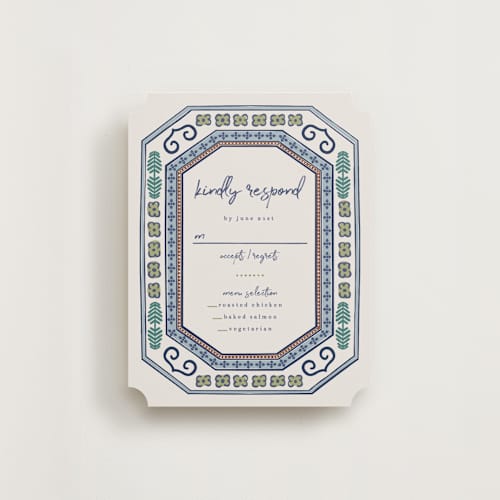 This is a neptune rsvp cards with standard by Kelly Watkins called vase printing on signature in standard