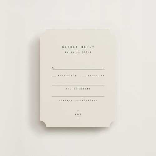This is a vanilla rsvp cards with standard by Blustery August called nonnette printing on signature in standard