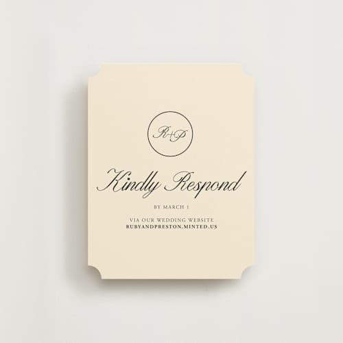 This is a sunshine rsvp cards with standard by Jen Ramsey called elegant and formal printing on signature in standard