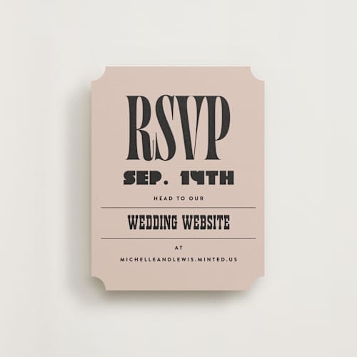 This is a noir rsvp cards with standard by Alethea and Ruth called bold stack printing on signature in standard
