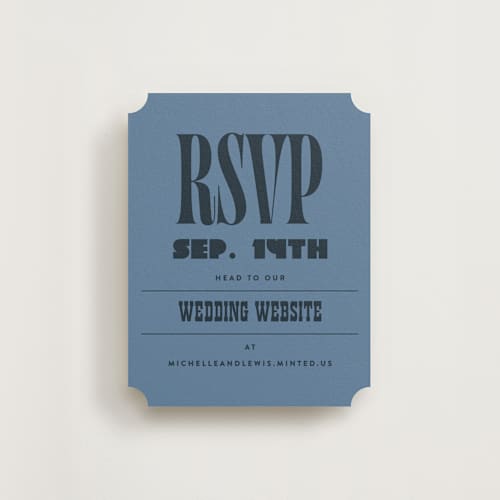This is a midnight rsvp cards with standard by Alethea and Ruth called bold stack printing on signature in standard