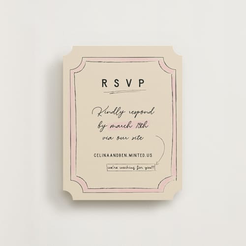 This is a linen rsvp cards with standard by Helena Vitto called modern fairy tale printing on signature in standard