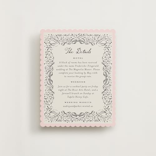 This is a peony enclosure cards with standard by Jackie Crawford called hand illustrated crest printing on signature in standard