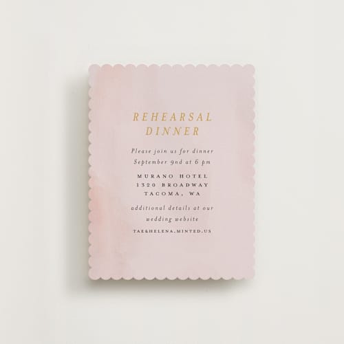 This is a blush reception cards with standard by Itsy Belle Studio called ribbonly frame printing on signature in standard