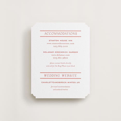 This is a verona sunset letterpress wedding invitations with letterpress by Megan Davis called racquet printing on white cotton in standard