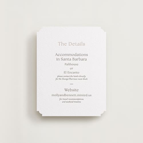 This is a cacao bean letterpress wedding invitations with letterpress by Megan Davis called perriand printing on white cotton in standard