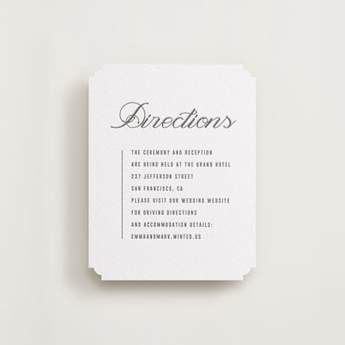 This is a soft black letterpress wedding invitations with letterpress by Sumak Studio called bold & elegant printing on white cotton in standard