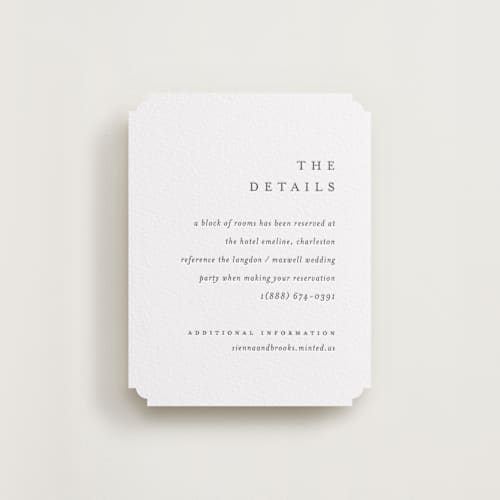 This is a soft black letterpress wedding invitations with letterpress by Pixel and Hank called floral cascade printing on white cotton in standard