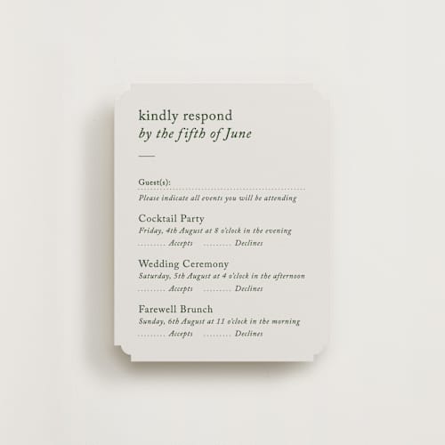 This is a forest rsvp cards with standard by Bethan called editorial printing on signature in standard