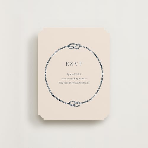 This is a sea breeze rsvp cards with standard by Rebecca Durflinger called nautical nuptials printing on signature in standard