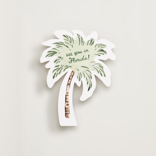 This is a serenesands insert cards with standard by Sarah Knight called palm beach printing on signature in standard