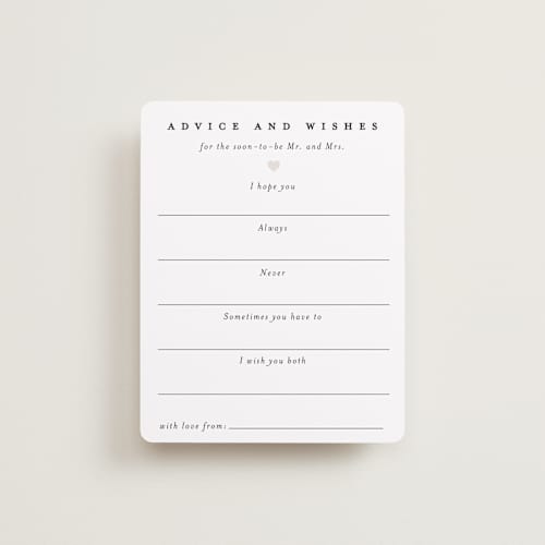 This is a snow bridal shower insert cards with standard by Minted called classic wishes for couple printing on signature in standard