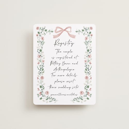 This is a rosebud bridal shower insert cards with standard by Petra Kern called romantica printing on signature in standard