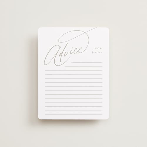 This is a coconut bridal shower insert cards with standard by Joanna Griffin called minimal printing on signature in standard