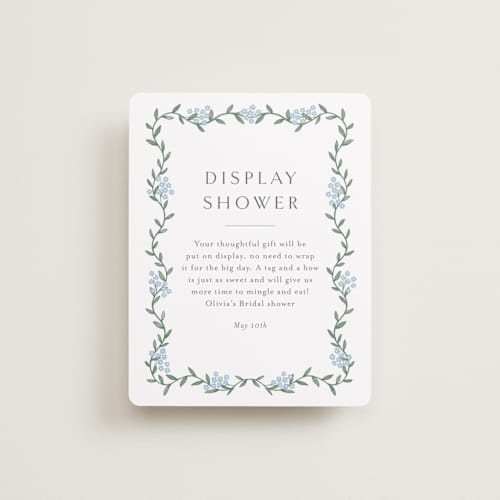 This is a sky bridal shower insert cards with standard by Christy Hy Lee called simple garland printing on signature in standard