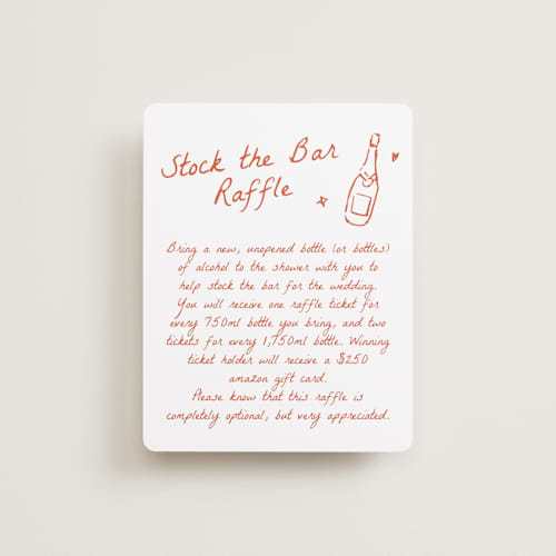 This is a verona sunset bridal shower insert cards with standard by Cass Loh called chic soirée printing on signature in standard