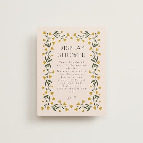 This is a marigold bridal shower insert cards with standard by Iveta Angelova called floral frame printing on signature in standard