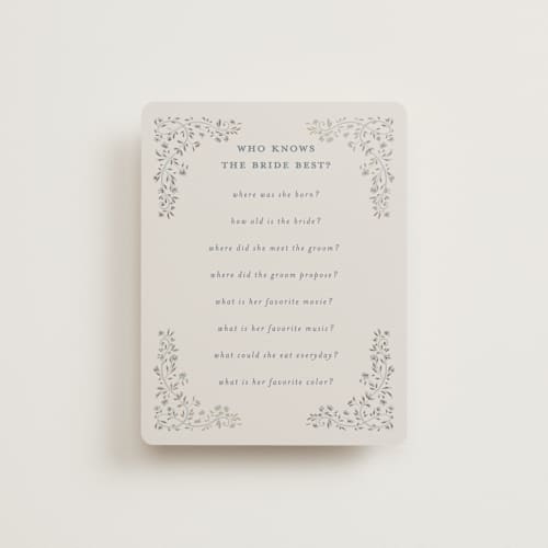 This is a something blue bridal shower insert cards with standard by Gwen Bedat called floral romance printing on signature in standard