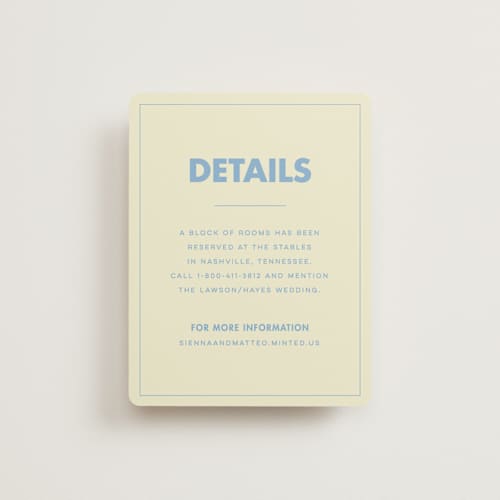 This is a skyblue enclosure cards with standard by Ellen Schlegelmilch called sienna printing on signature in standard