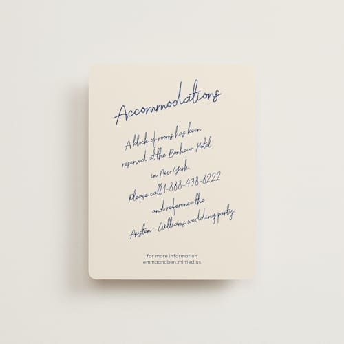 This is a blue velvet enclosure cards with standard by Helena Vitto called handwritten letter printing on signature in standard