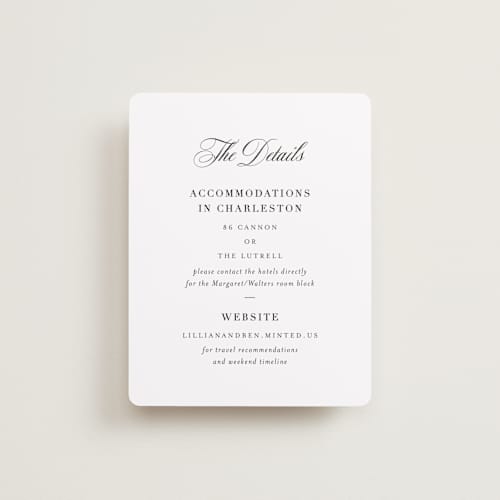 This is a tuxedo enclosure cards with standard by Megan Davis called charleston printing on signature in standard