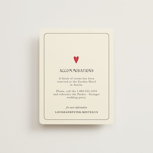 This is a champagne enclosure cards with standard by Helena Vitto called red hearts printing on signature in standard