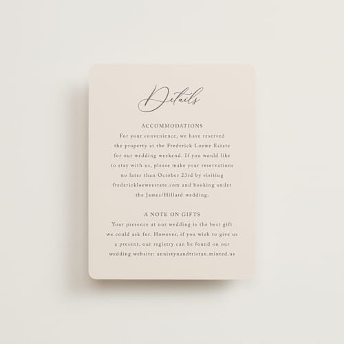This is a mocha enclosure cards with standard by Jennifer Postorino called love story printing on signature in standard