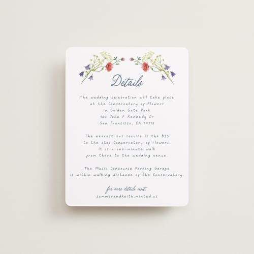 This is a ivory enclosure cards with standard by frau brandt called wildflower romance printing on signature in standard