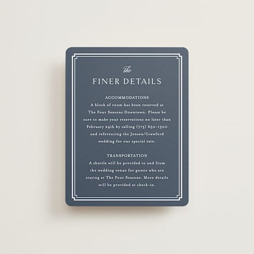 This is a french blue enclosure cards with standard by Jennifer Postorino called ariah printing on signature in standard