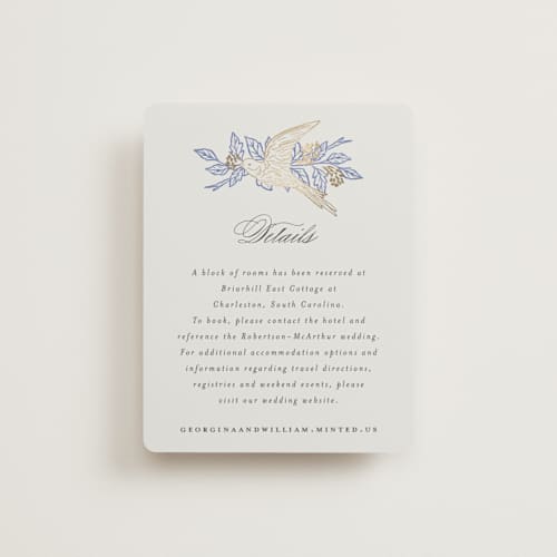 This is a cornflower enclosure cards with foil pressed by Grae called meet me in the garden printing on signature in standard