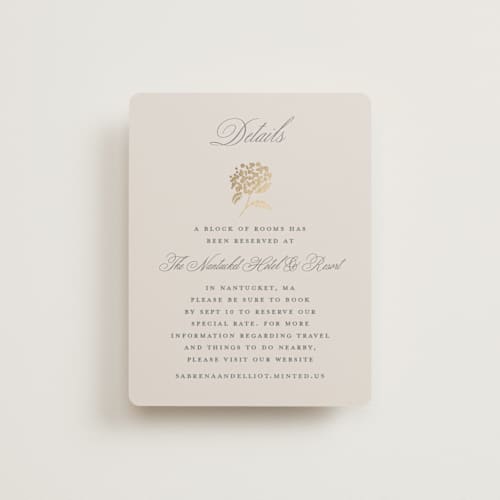 This is a tea time enclosure cards with foil pressed by Susan Zinader called shimmering hydrangeas printing on signature in standard