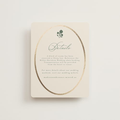 This is a rosemary enclosure cards with foil pressed by Emily Betts called vintage oval printing on signature in standard