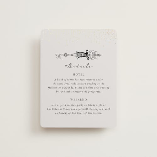 This is a noir enclosure cards with foil pressed by Jackie Crawford called hand illustrated whimsical chandelier printing on signature in standard