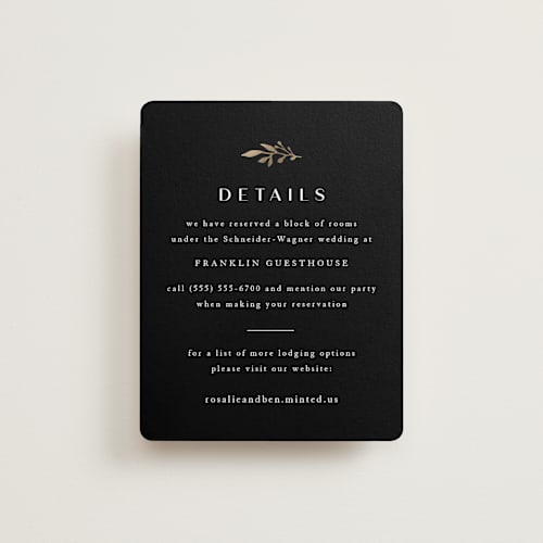 This is a black dahlia enclosure cards with foil pressed by Olivia Raufman called petite sprig printing on signature in standard